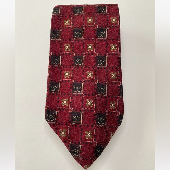 Nordstrom by J.Z. Richards Maroon Black Brown White Silk Men’s Necktie - Picture 2 of 5